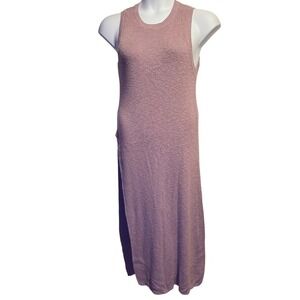 Free People Beach Sleeveless Knit Sweater Midi Dress Purple Pink Linen Blend L